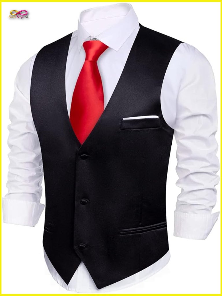 Slim Fit Satin Waistcoat Elegant Formal Vest Wedding Party Tuxedo Business